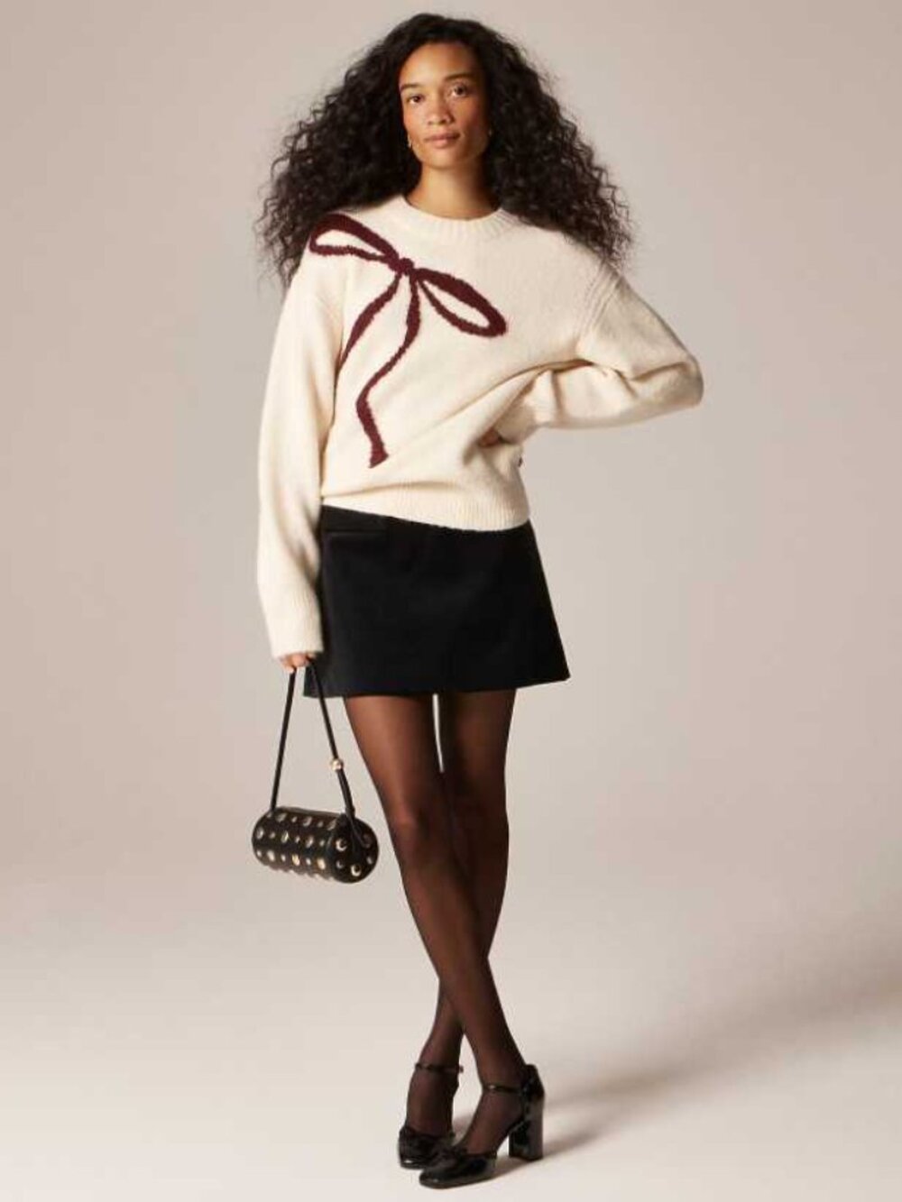 New M J.Crew relaxed crewneck pullover sweater in bow print